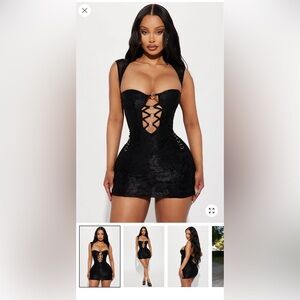 Lace-Up Black Mini Dress